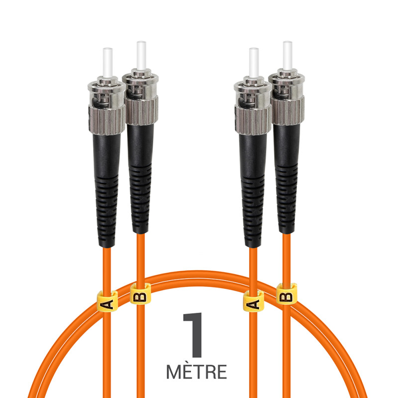 Jarretière optique Multim OM1 62.5/125 duplex Zipp orange ST/ST 1.00m