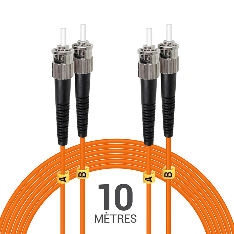 Jarretière optique Multim OM1 62.5/125 duplex Zipp orange ST/ST 10.0m
