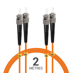 Jarretière optique Multim OM2 50/125 duplex Zipp orange ST/ST 2.00m
