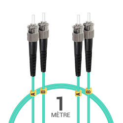 Jarretière opti Multim OM3 50/125 duplex Zipp aqua Turq ST/ST 1.00m