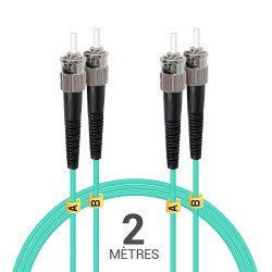 Jarretière opti Multim OM3 50/125 duplex Zipp aqua Turq ST/ST 2.00m