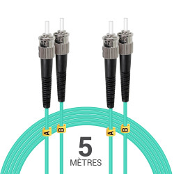 Jarretière opti Multim OM3 50/125 duplex Zipp aqua Turq ST/ST 5.00m
