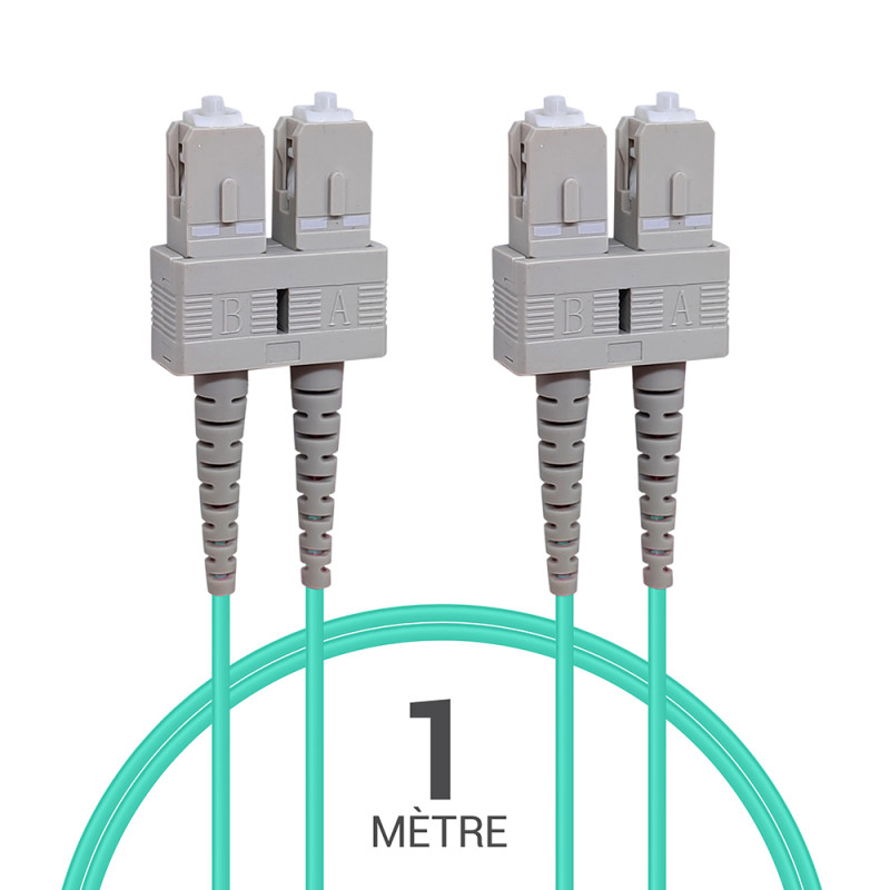 Jarretière opti Multim OM3 50/125 duplex Zipp aqua Turq SC/SC 1.00m
