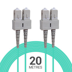 Jarretière opti Multim OM3 50/125 duplex Zipp aqua Turq SC/SC 20.00m
