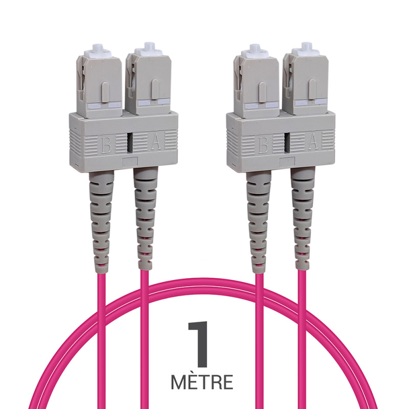 Jarretière optique multimode OM4 50/125 duplex Zipp rose SC/SC 1.00m