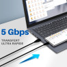 Cordon USB 3.1 type C / USB 3.0 A mâle-mâle 3A Double blindage 2.00m