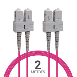 Jarretière optique multimode OM4 50/125 duplex Zipp rose SC/SC 2.00m