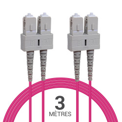 Jarretière optique multimode OM4 50/125 duplex Zipp rose SC/SC 3.00m