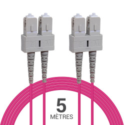 Jarretière optique multimode OM4 50/125 duplex Zipp rose SC/SC 5.00m