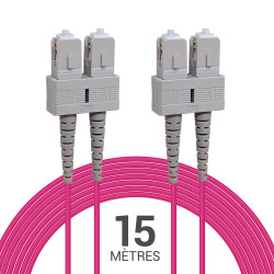 Jarretière optique multimode OM4 50/125 duplex Zipp rose SC/SC 15.00m
