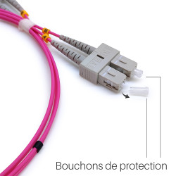 Jarretière optique multimode OM4 50/125 duplex Zipp rose SC/SC 15.00m