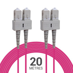 Jarretière optique multimode OM4 50/125 duplex Zipp rose SC/SC 20.00m