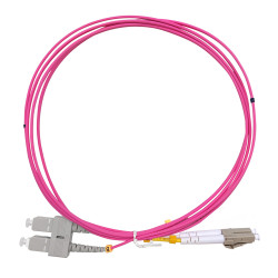 Jarretière optique multimode OM4 50/125 duplex Zipp rose SC/LC 1.00m