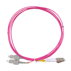 Jarretière optique multimode OM4 50/125 duplex Zipp rose SC/LC 2.00m