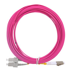 Jarretière optique multimode OM4 50/125 duplex Zipp rose SC/LC 10.00m