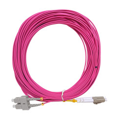 Jarretière optique multimode OM4 50/125 duplex Zipp rose SC/LC 20.00m