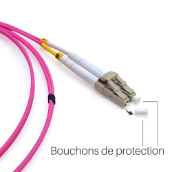 Jarretière optique multimode OM4 50/125 duplex Zipp rose LC/LC 2.00m