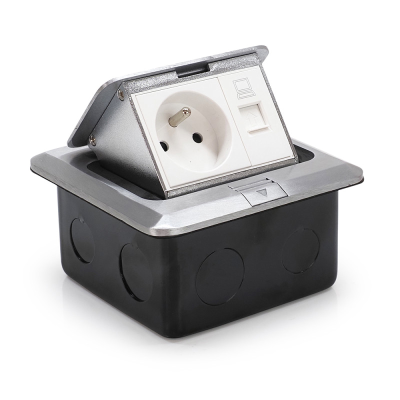Trappe de sol en alu arrivé alimentation 2p+t et réseau RJ45