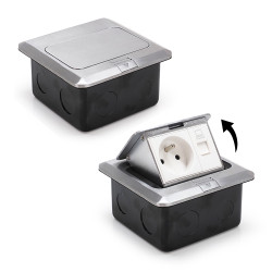 Trappe de sol en alu arrivé alimentation 2p+t et réseau RJ45