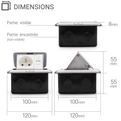 Trappe de sol en alu arrivé alimentation 2p+t et réseau RJ45