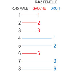 Doubleur téléphonique RJ45  1-2-3-6--1-2-3-6 / 4-5-7-8--1-2-3-6