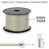 Bobine de câble plat 4 conducteurs RJ11 100.00m beige