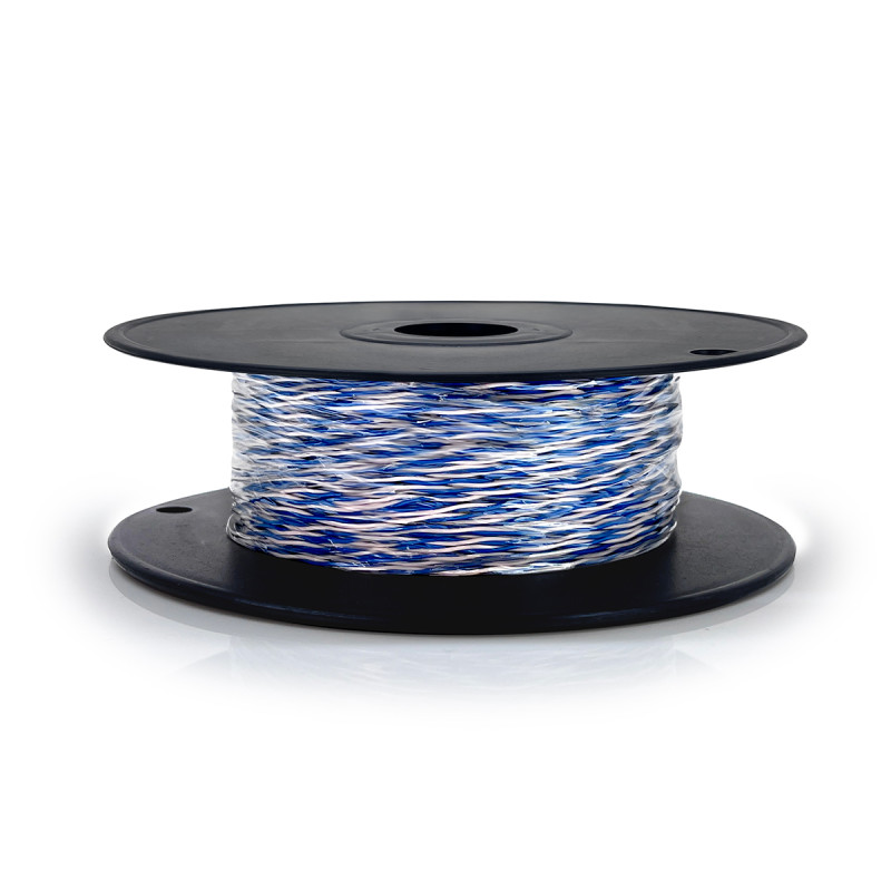 Jarretière téléphonique 2 fils cuivre bleu/blanc touret plast. 100m
