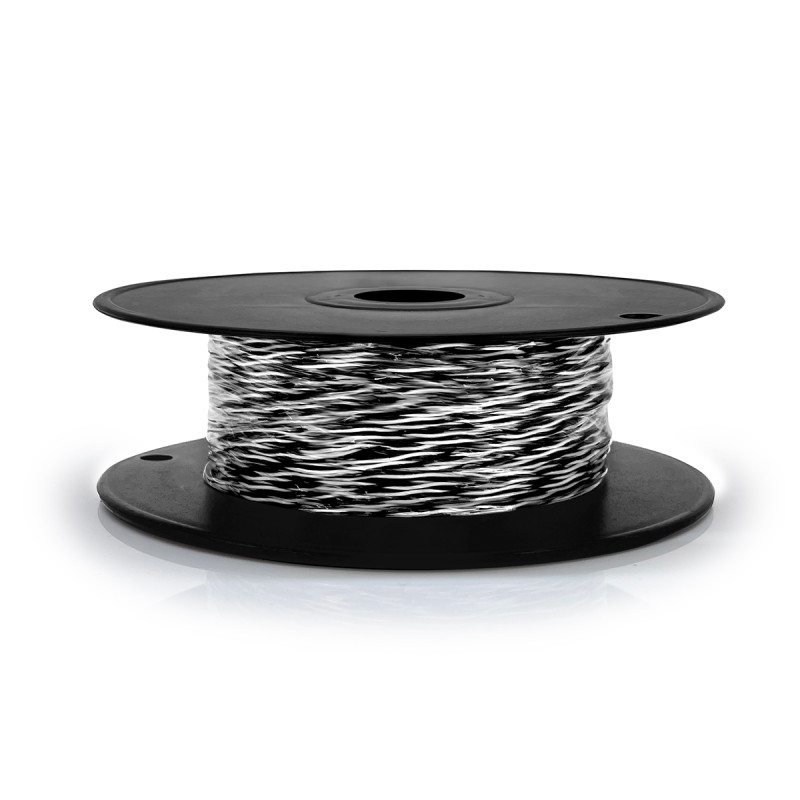 Jarretière téléphonique 2 fils cuivre noir/blanc touret plast. 100m