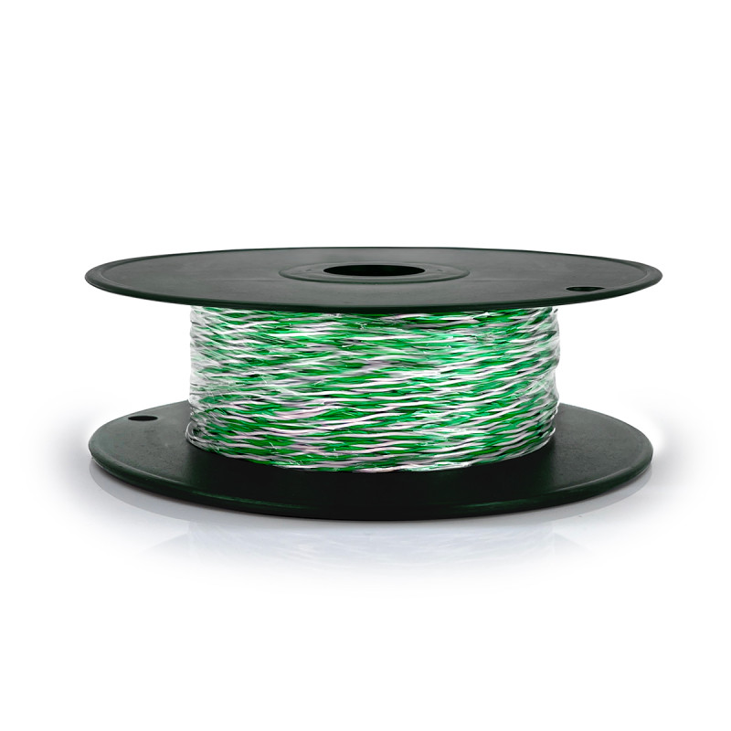 Jarretière téléphonique 2 fils cuivre vert/blanc touret plast. 100m