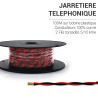 Jarretière téléphonique 2 fils cuivre noir/rouge touret plast. 100m