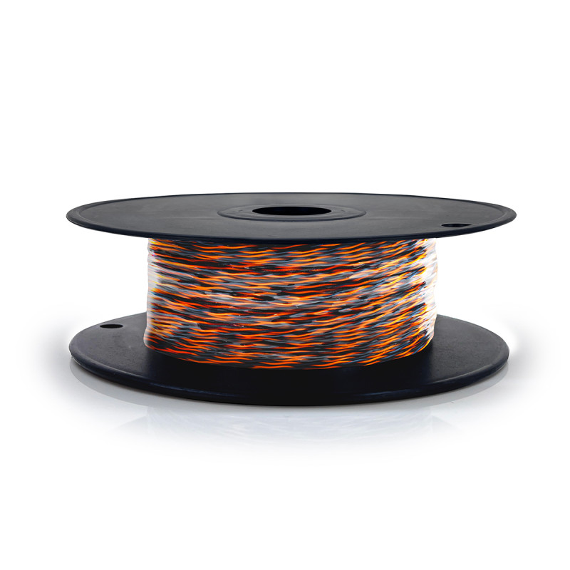 Jarretière téléphonique 2 fils cuivre noir/orange touret plast. 100m