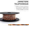Jarretière téléphonique 2 fils cuivre noir/orange touret plast. 100m