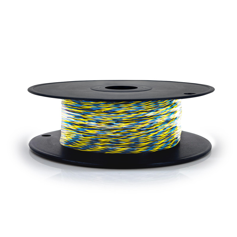 Jarretière téléphonique 2 fils cuivre jaune/bleu touret plast. 100m