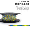Jarretière téléphonique 2 fils cuivre jaune/bleu touret plast. 100m