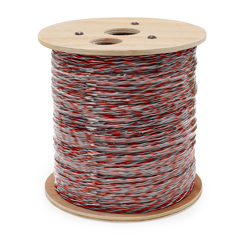 Jarretière téléphonique 2 fils cuivre rouge/blanc touret 1000m