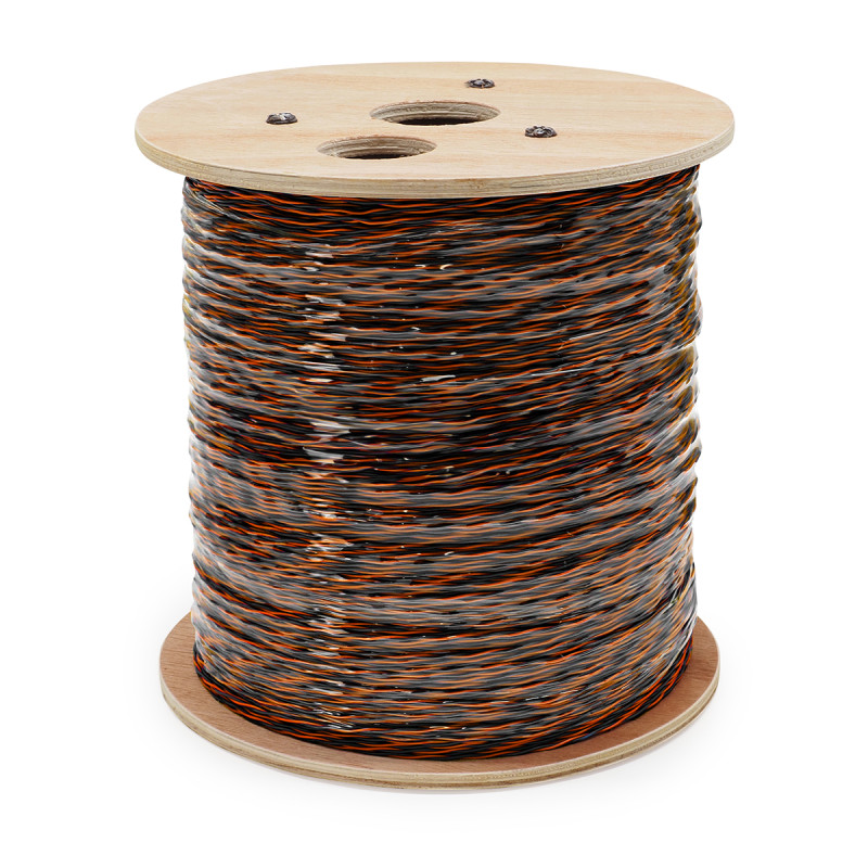 Jarretière téléphonique 2 fils cuivre noir/orange touret 1000m