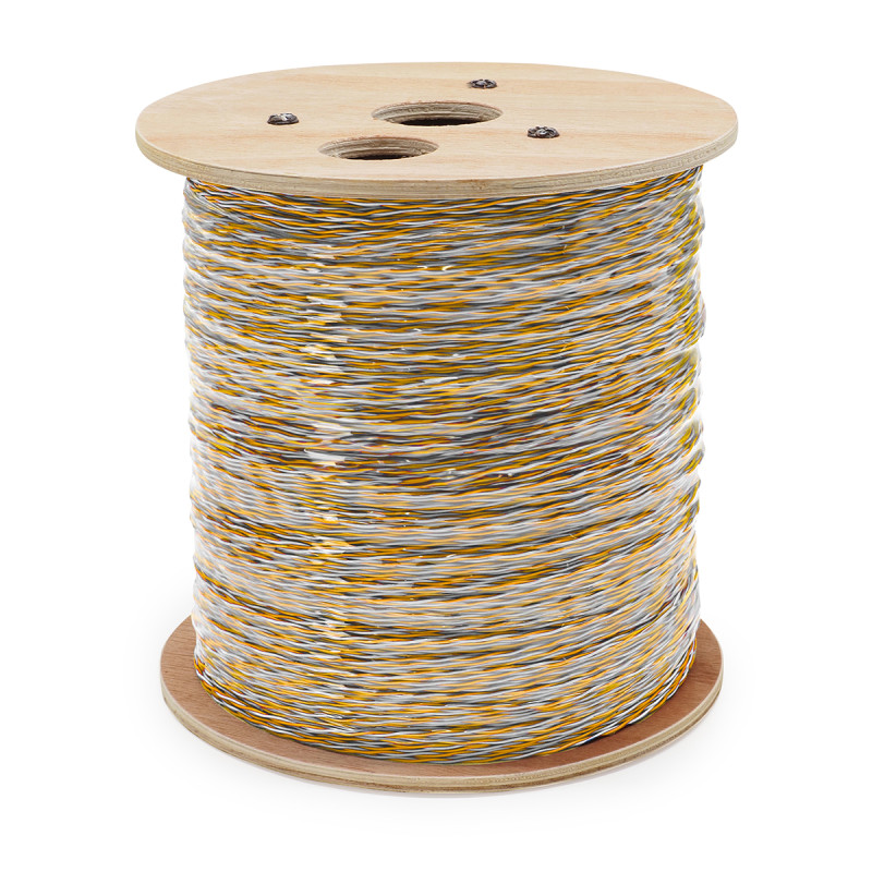 Jarretière téléphonique 2 fils cuivre blanc/jaune touret 1000m