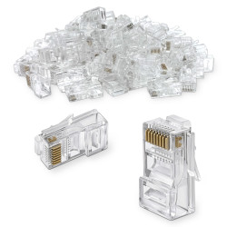 Connecteur RJ45 Cat. 5e non blindé câble plat sachet de 100