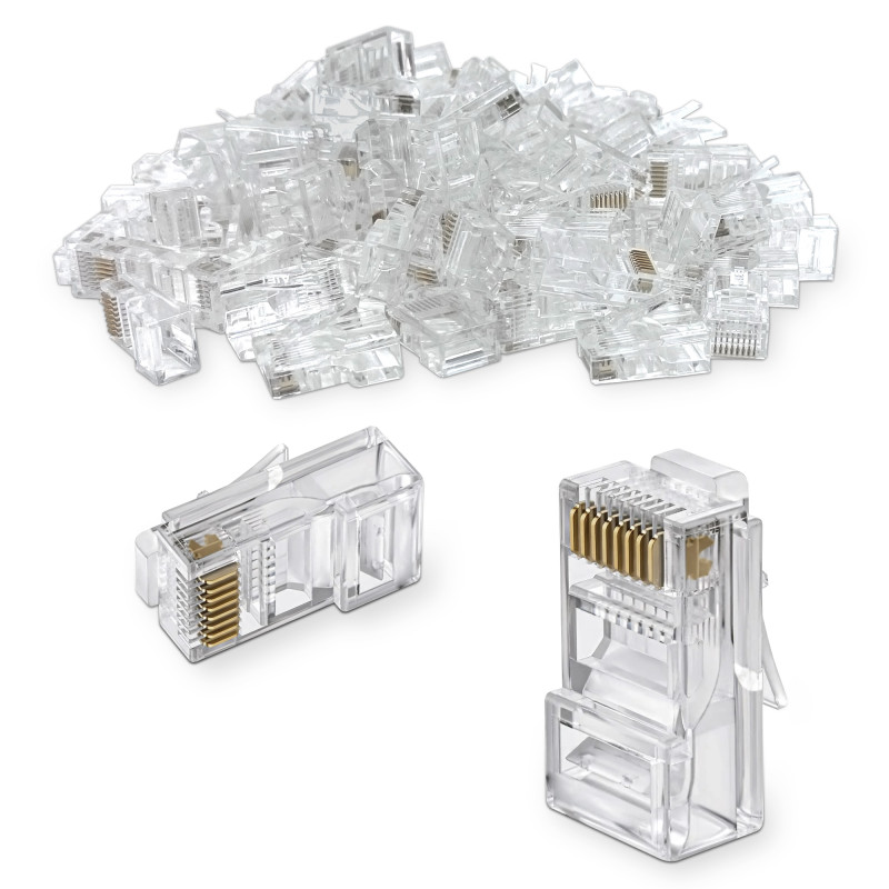 Connecteur RJ45 Cat. 5e non blindé câble plat sachet de 100