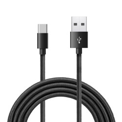 Cordon Nylon USB 3.1 type C / USB A mâle-mâle 1.00m Noir S