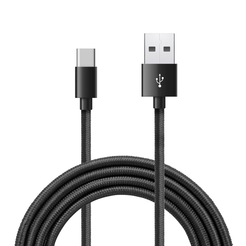 Cordon Nylon USB 3.1 type C / USB A mâle-mâle 1.00m Noir S