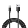 Cordon Nylon USB 3.1 type C / USB A mâle-mâle 1.00m Noir S