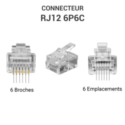 Connecteur RJ12 sachet de 100