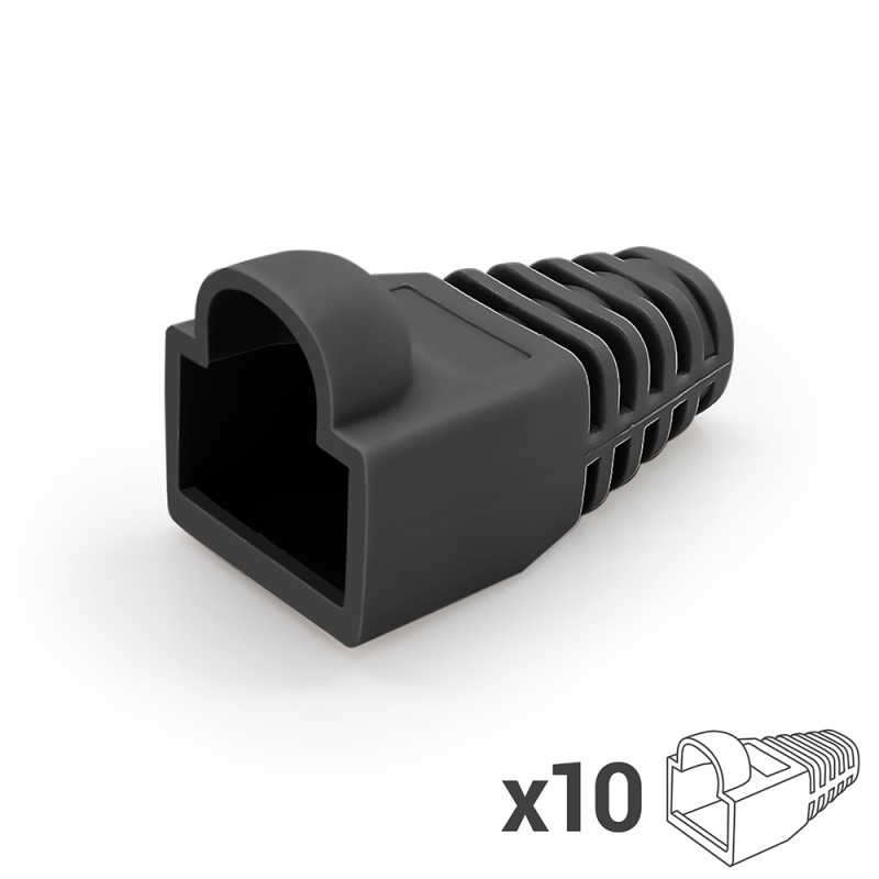 Manchon de protection souple pour RJ45 noir sachet de 10