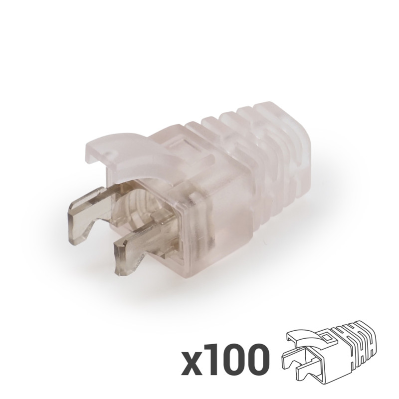 Manchon RJ45 avec maintien méca Diam 6.00mm sachet de 100 Transp