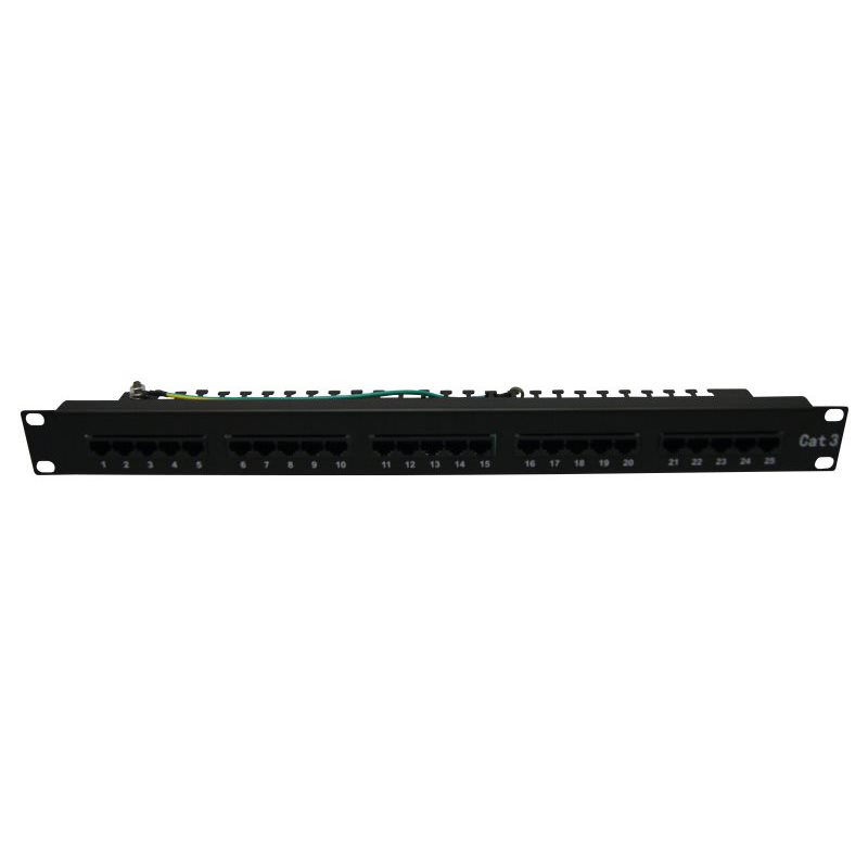 Panneau de brassage téléphonique noir 19  1U 25 ports ISDN Cat. 3