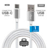 Cordon Nylon USB 3.1 type C / USB A mâle-mâle 1.00m Blanc S