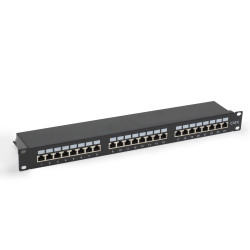 Panneau de brassage noir 19  1U 24 ports Cat. 6 blindé