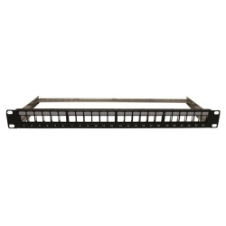 Panneau de brassage noir 19'' 1U 24 ports vide avec support de câbles