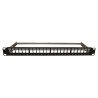 Panneau de brassage noir 19'' 1U 24 ports vide avec support de câbles